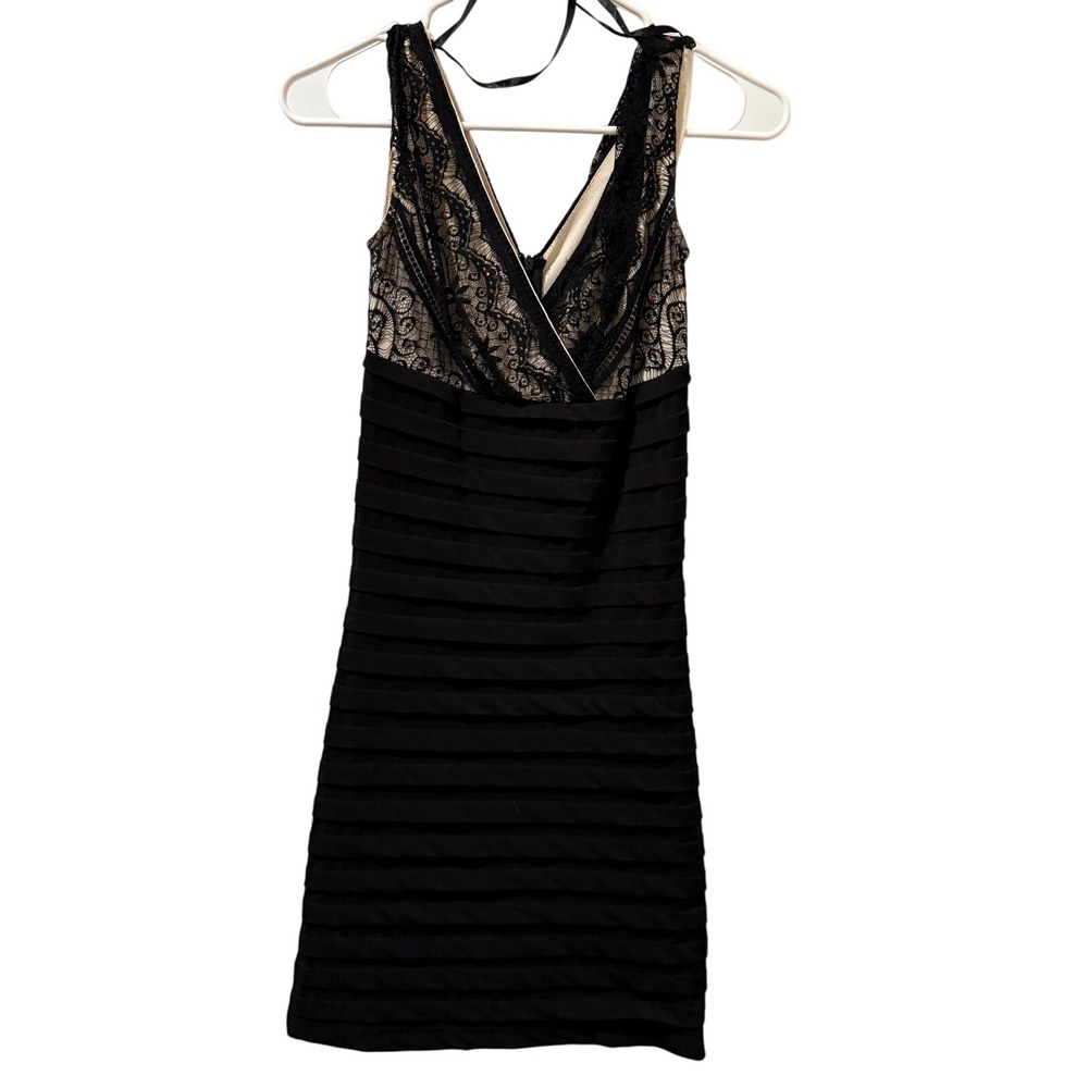 Oxford Circus Black Lace Trim Tiered Ruffle Dress Halter Neck Womens Size S